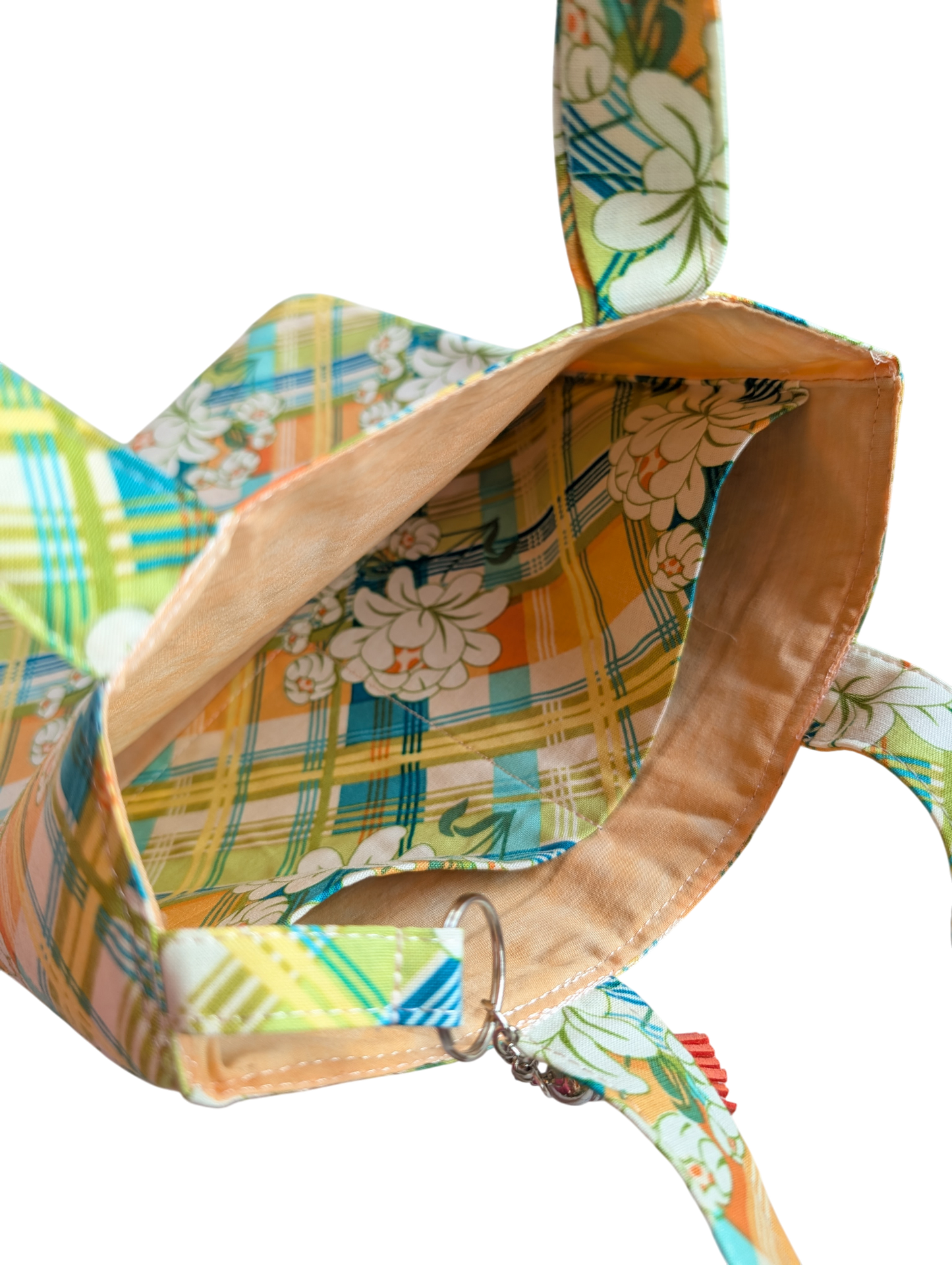 Book Bag: Fully Lined, Structured Fabric Tote with Split Internal Pocket & Key Tassel