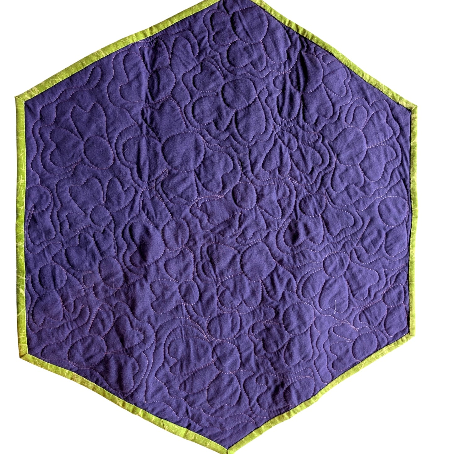 Hexagon Quilted Table Topper (19.5" x 22.5"): Artisan Pansy Floral Home Accent