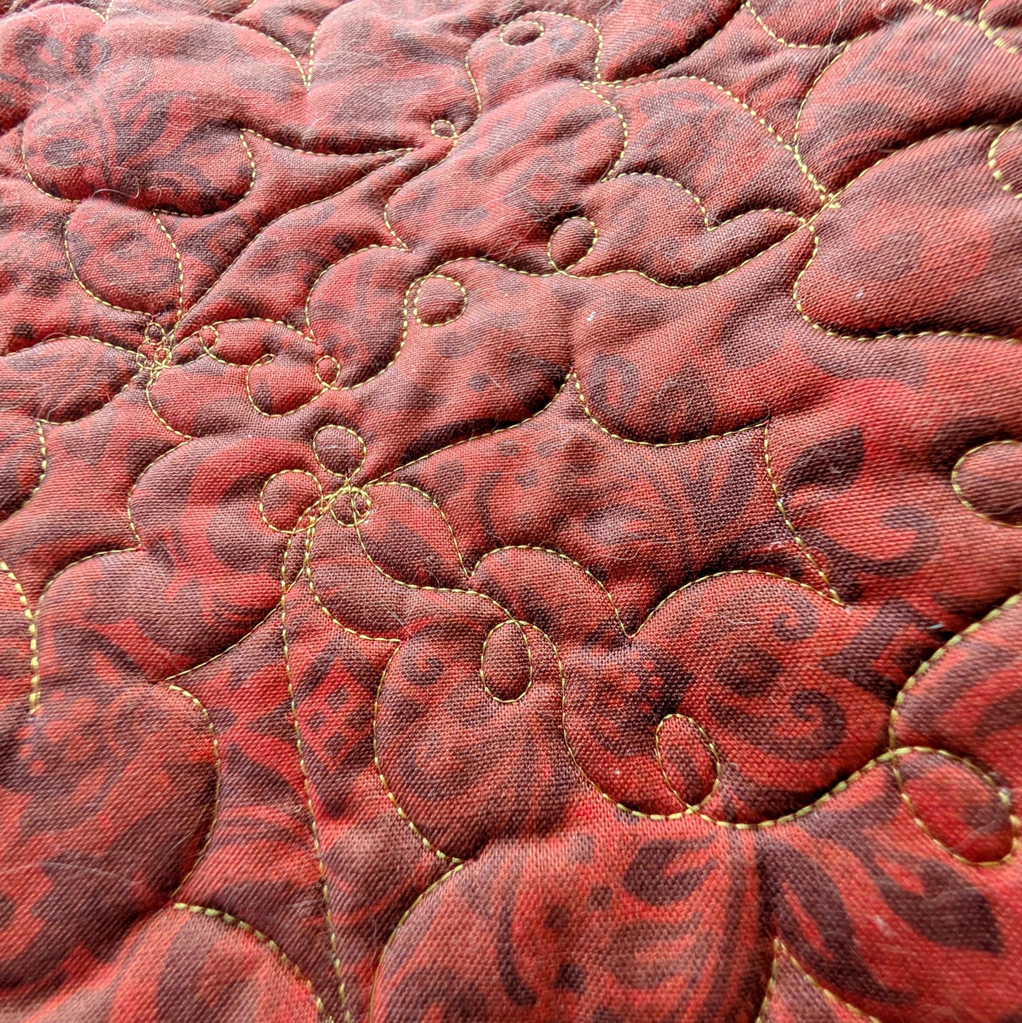 Round Quilted Table Topper (40" Diameter): Poinsettia Design, Longarm Quilted