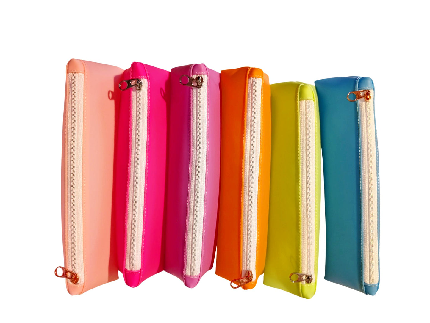 Bright Jelly Vinyl Zipper Case - Multi-Use Pencil Pouch, Makeup Brush Bag, or Travel Organizer