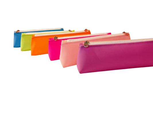 Bright Jelly Vinyl Zipper Case - Multi-Use Pencil Pouch, Makeup Brush Bag, or Travel Organizer