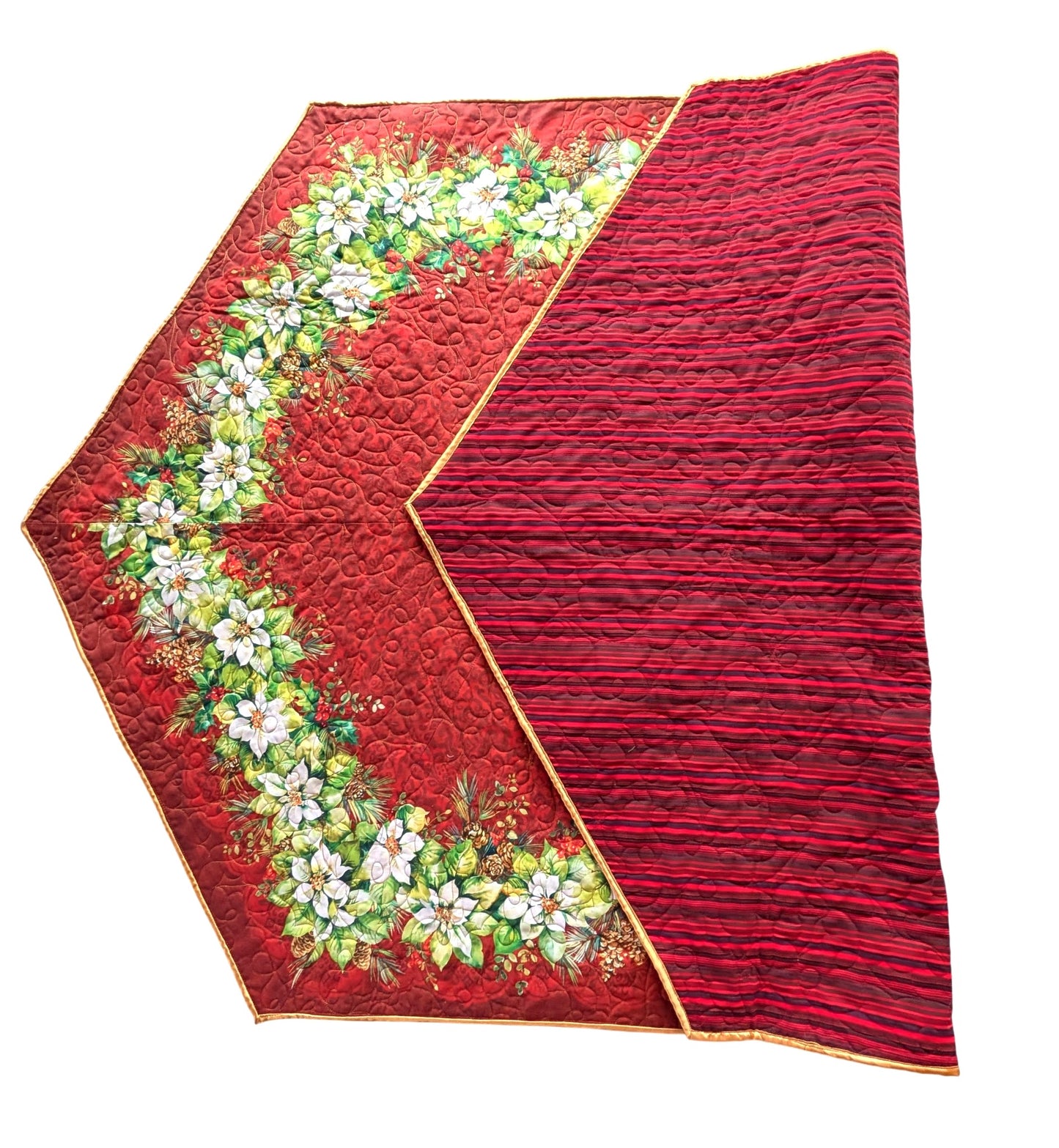 Luxury Statement Table Runner (60" x 41"): Reversible Poinsettia, Longarm Quilted