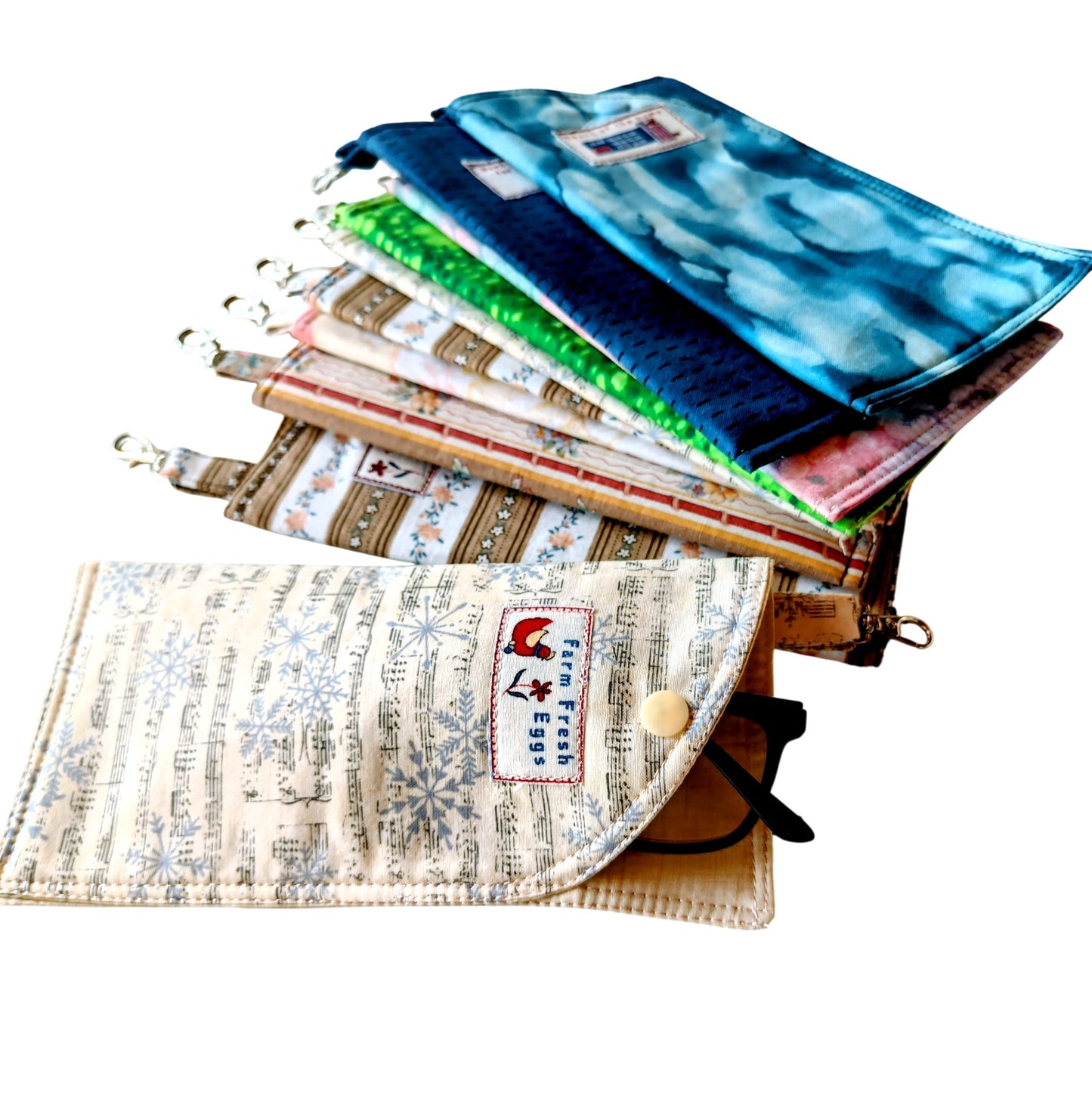 Eyeglass Case with Snap Closure & Clip: Handmade, Fully Lined, and Fleece-Padded