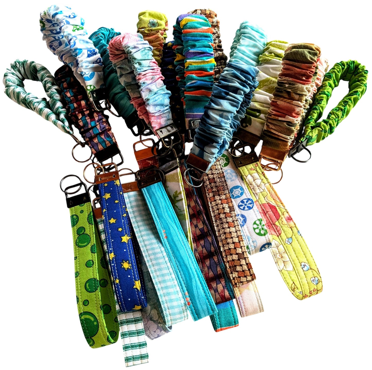 Wristlet Key Fob: Structured Quilting Cotton Durable 7-Inch Fabric Keychain Strap