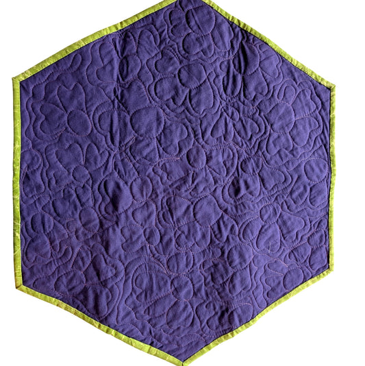 Hexagon Quilted Table Topper (19.5" x 22.5"): Artisan Pansy Floral Home Accent