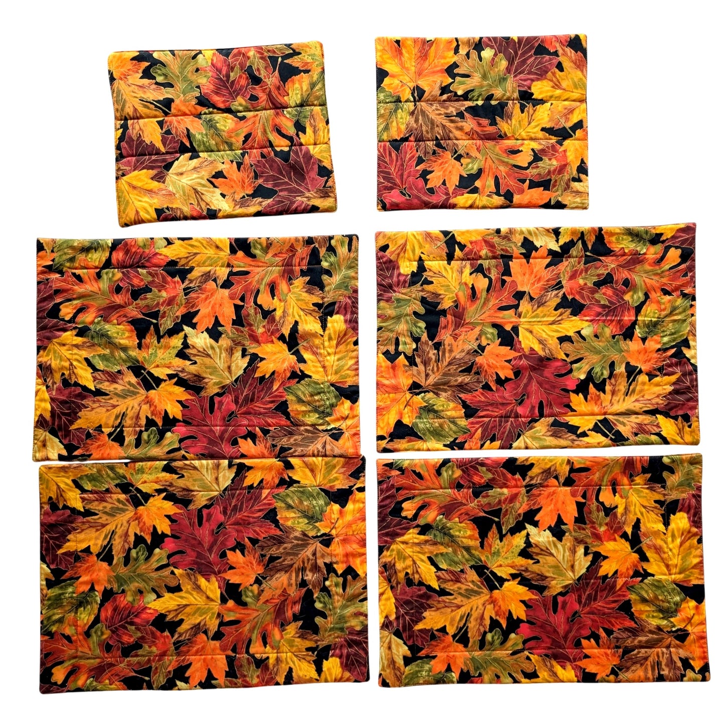 Handmade Quilted Autumn Table Setting: Set of 4 Placemats & 2 Insulated Trivets