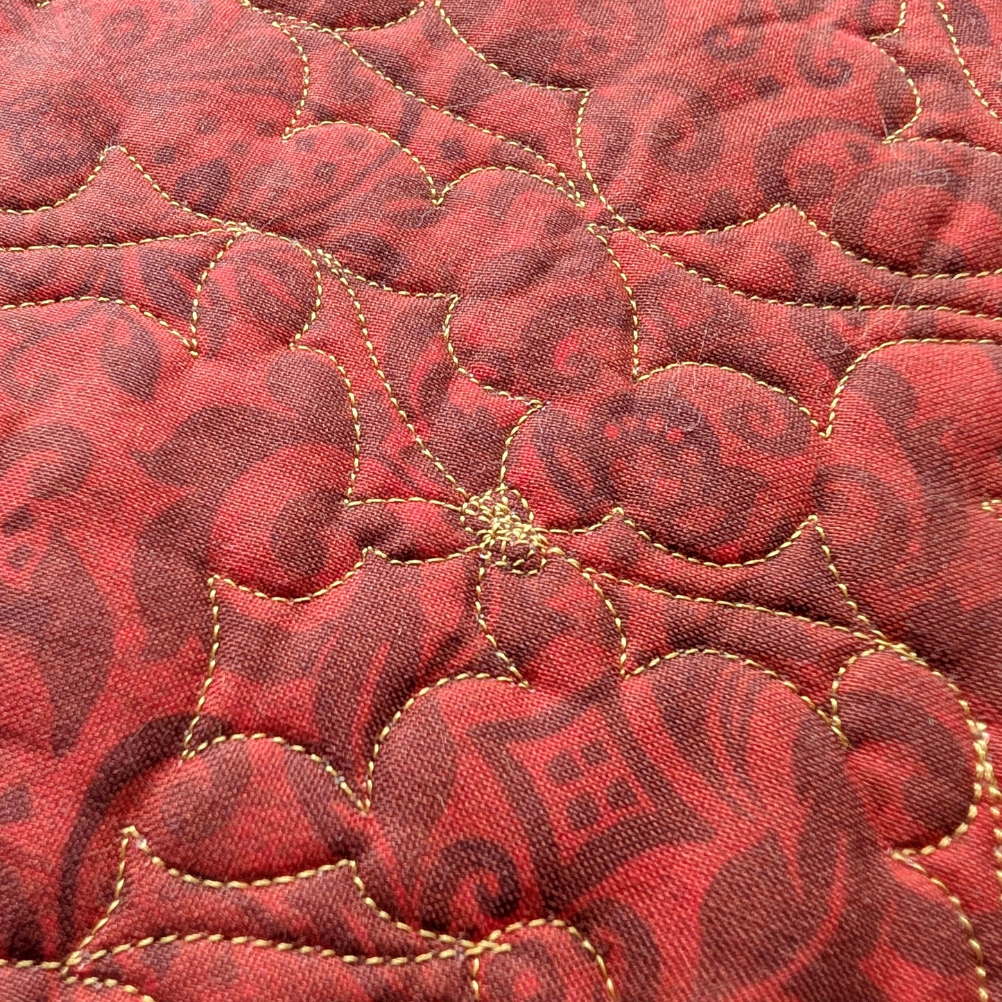 Tree Skirt (47" x 41"): Reversible Poinsettia Design, Longarm Quilted Heirloom